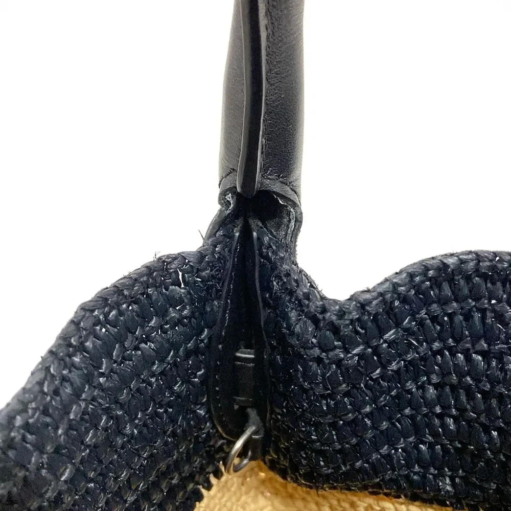 Celine Big Bag Nano Bucket Handbag Light Brown Black Raffia Leather